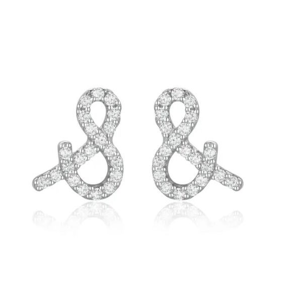 💛 NEW 925 Ampersand & CZ Earrings - Picture 1 of 4